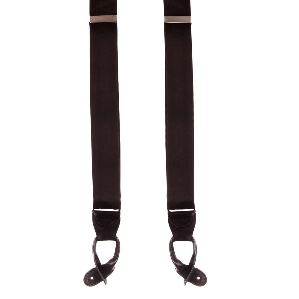 Sartorial Black Classic Silk and Leather Braces