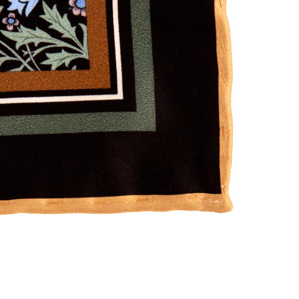 Black Brown and Green Compton William Morris Duchesse Silk Pocket Square