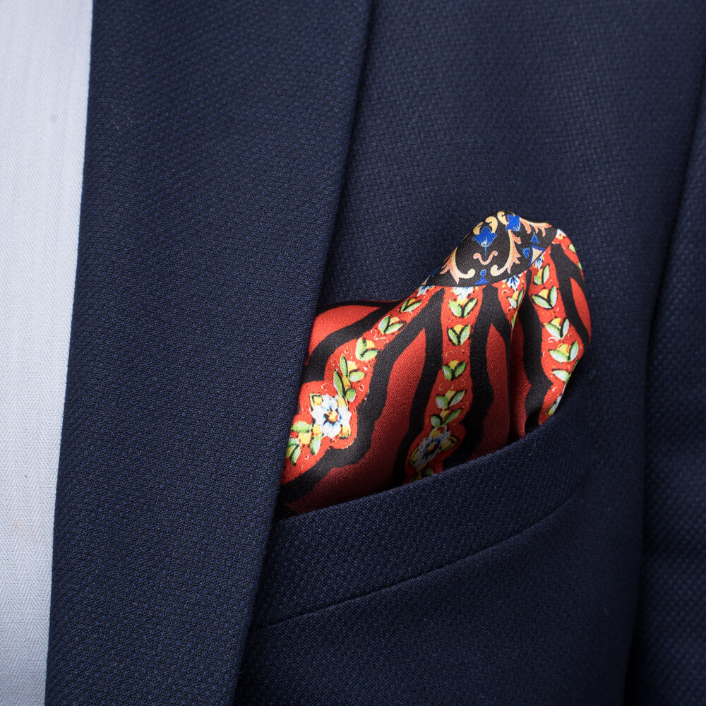 Ancient Sicily Red Silk Pocket Square
