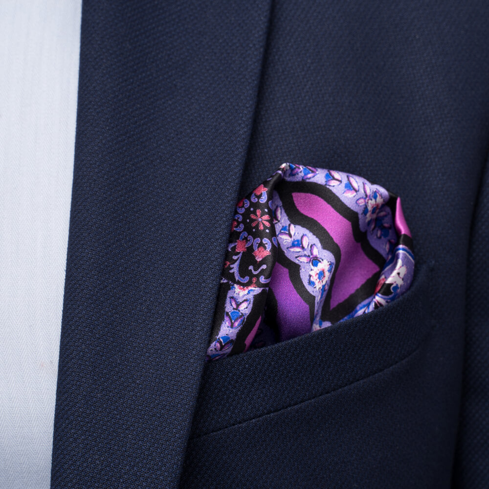 Ancient Sicily Fuchsia Silk Pocket Square
