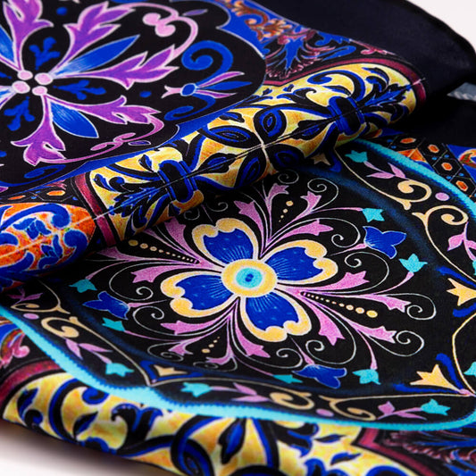 Baroque Ceramic Multicolor Silk Pocket Square