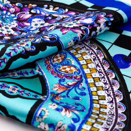 Ancient Sicily Blue Silk Pocket Square