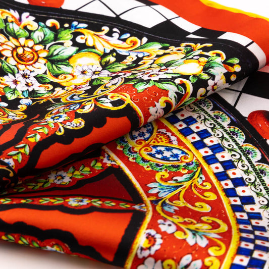 Ancient Sicily Red Silk Pocket Square